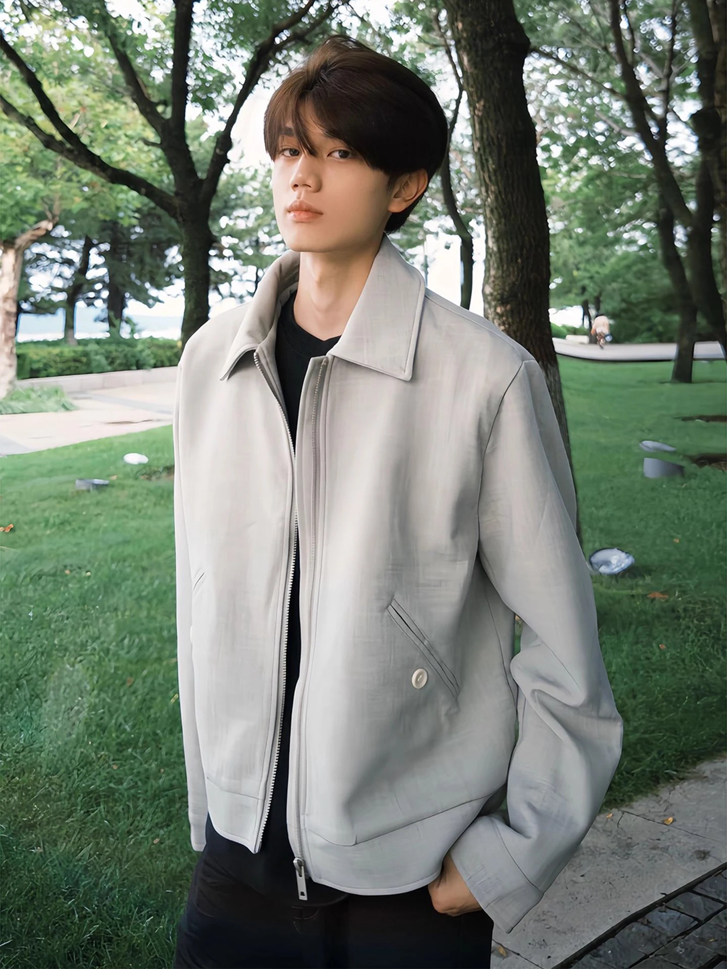 

American Retro Padded oulder Jaet Men's Button up Casual Sle Spring Autumn Outerwear Cleanfit Design High End Feeling