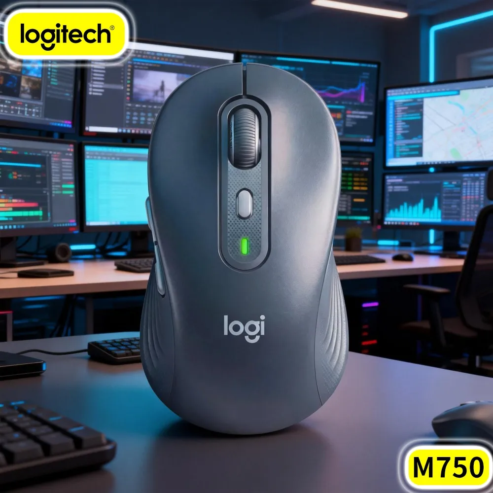Logitech M750 Office Trip Household Mouse Contoured Hand Fit Low Noise Click Response Extended Battery Runtime For Laptop Usage