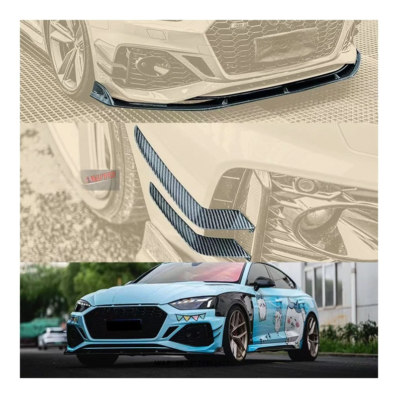

ForAudi RS5 B9.5 Wind Knife Front Lip Carbon Fiber Bumper with Exhaust Cut-Outs New Condition