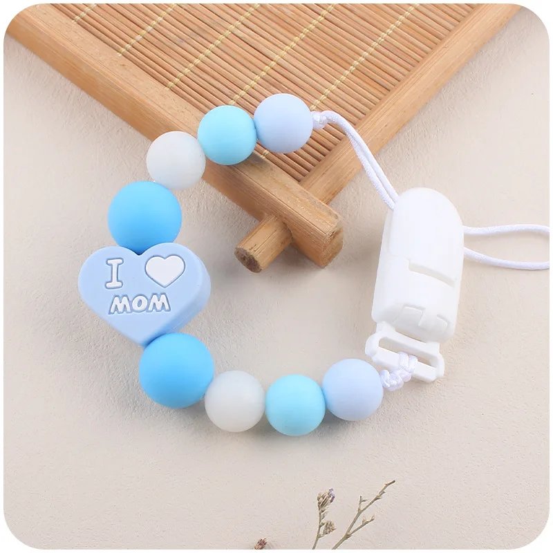 

ABCPICK DIY Handmade Food Grade Silicone Beads Pacifier Chain Jewelry Silicone Love On both Sides Mom Dad Eco-Friendly Safe Toys