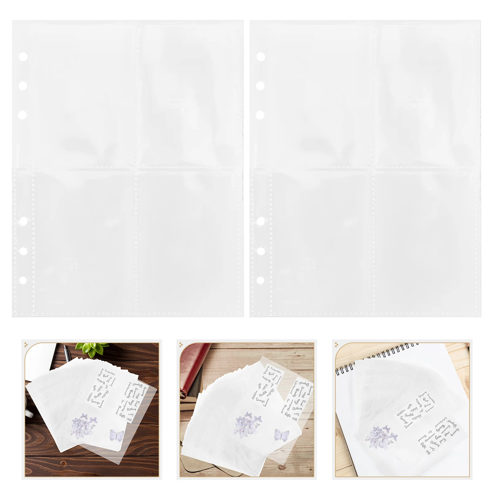 

25 Sheets Budget Envelope Inserts Portable PVC Clear Loose Leaf Budget Binder Pockets Multifunctional Organizer for Receipts