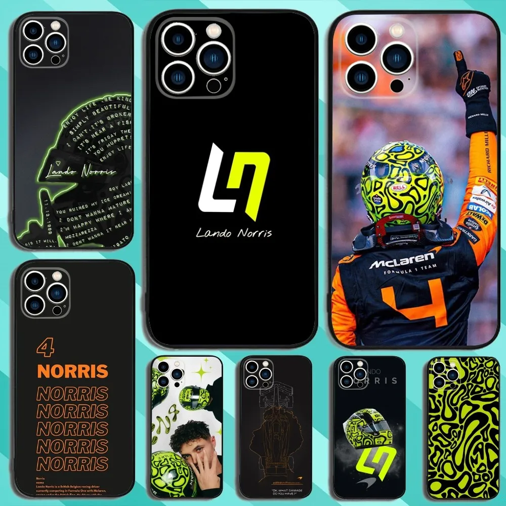 F1 4 L-LandoS N-Norris Phone Case For iPhone 15,14,13,12,11,Plus,Pro Max,XS,X,XR,SE,Mini,8,7 Soft Silicone Black Cover