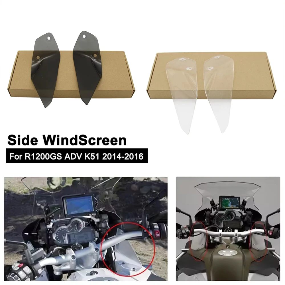 

Motorcycle Side Windscreen Airflow Panel 4.5MM Smoke Clear Wind Deflectors Compatible with BMW R1200GS ADV K51 2014-2016