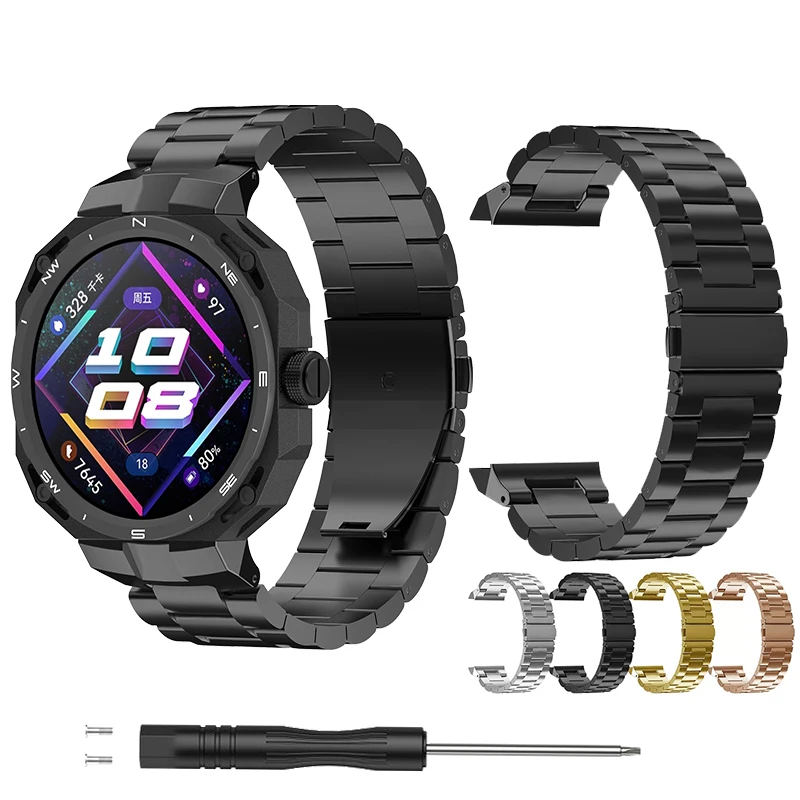 Drei Perlen-Stahlband-Uhrenarmband für Huawei Watch GT Cyber, modifiziertes Armband, fortschrittliches modisches Metallarmband, Uhrenzubehör