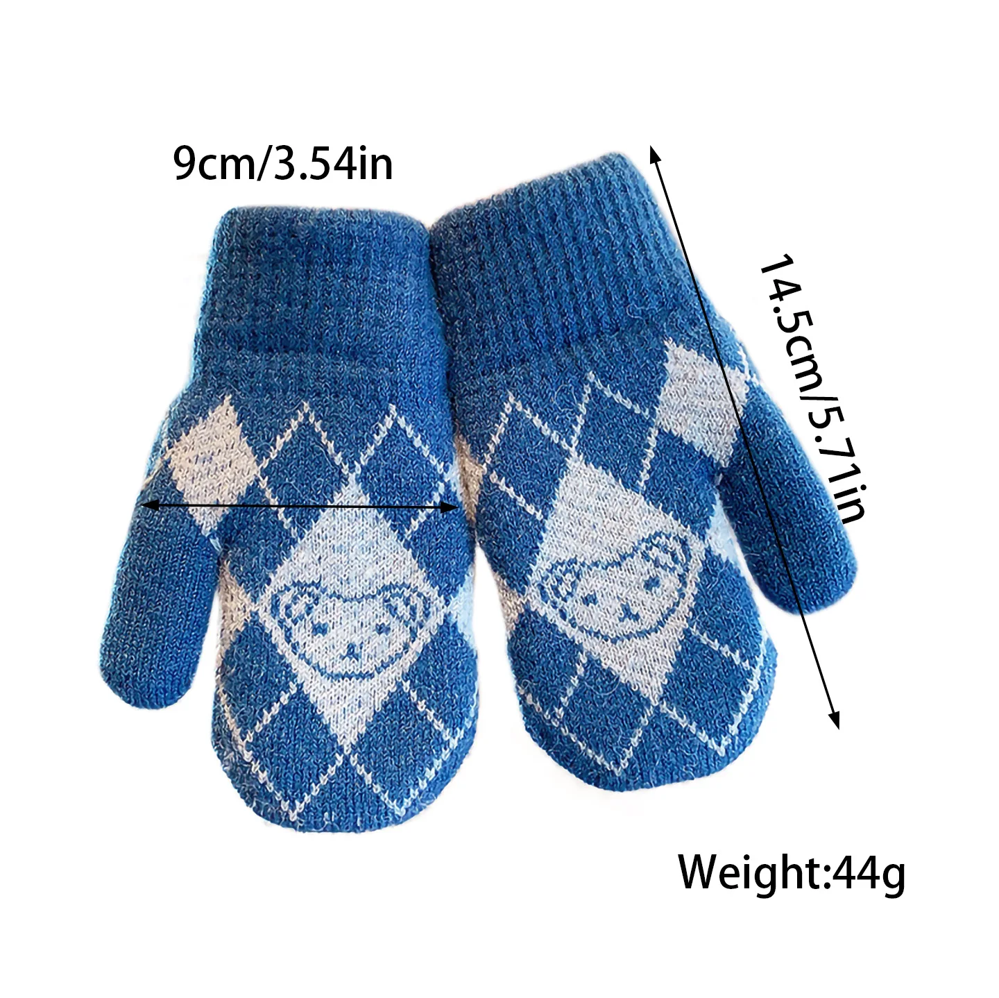 Kinder-Winter-Strickhandschuhe, Fleece-Warm, Argyle-Karo, Einfacher Bären-Jacquard, Dehnbarer Rippenbündsch, Kältebeständig, Vintage-Stil Handschuhe 2026 – Detail 7