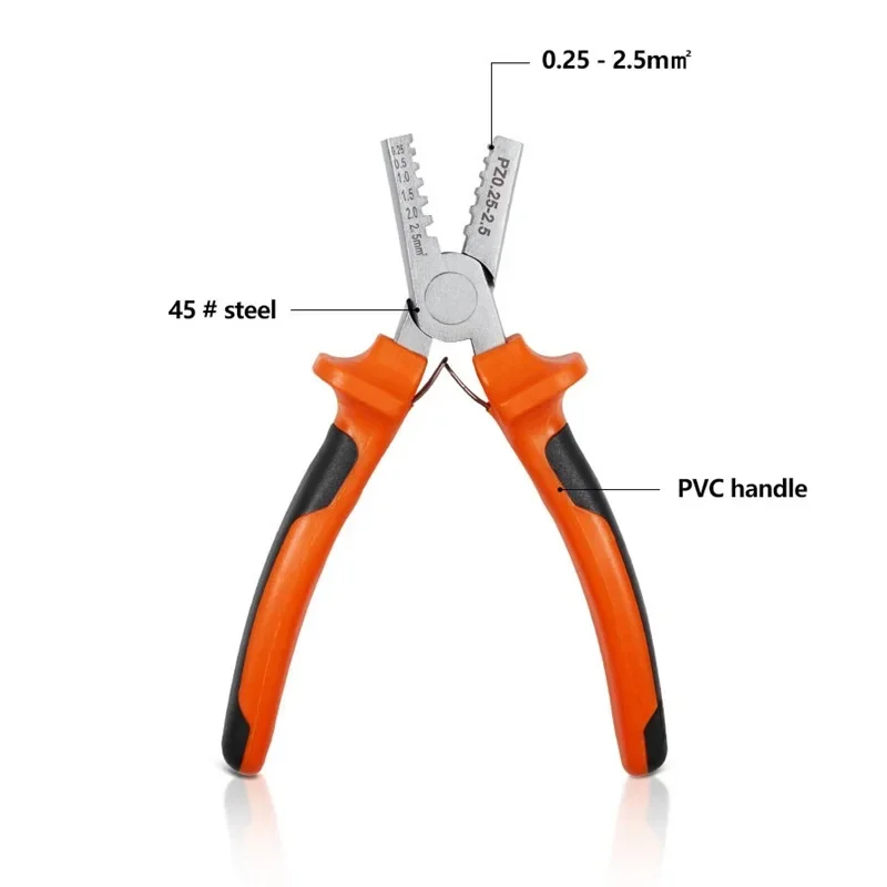 PZ 0,25–2,5 mm2 Aderendhülsen Crimpzange Deutsch Mini Crimper Zange Kabel Kabel Drahtendhülsen mit 1900 Stück Rohrklemmen-Set – Detail 8
