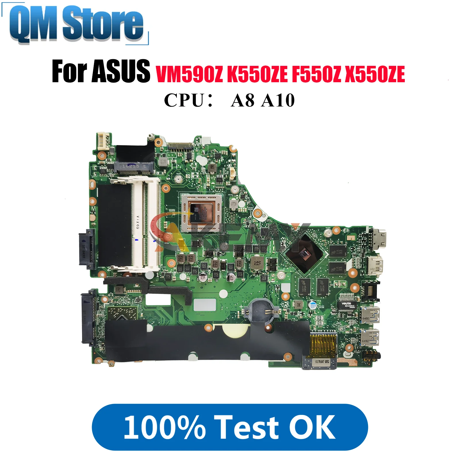 

X550ZE Материнская плата для ноутбука ASUS VivoBook K555Z VM590Z F550ZE A550ZE A555Z K550ZE X550ZE X550Z Материнская плата с процессором A8 A10 stk