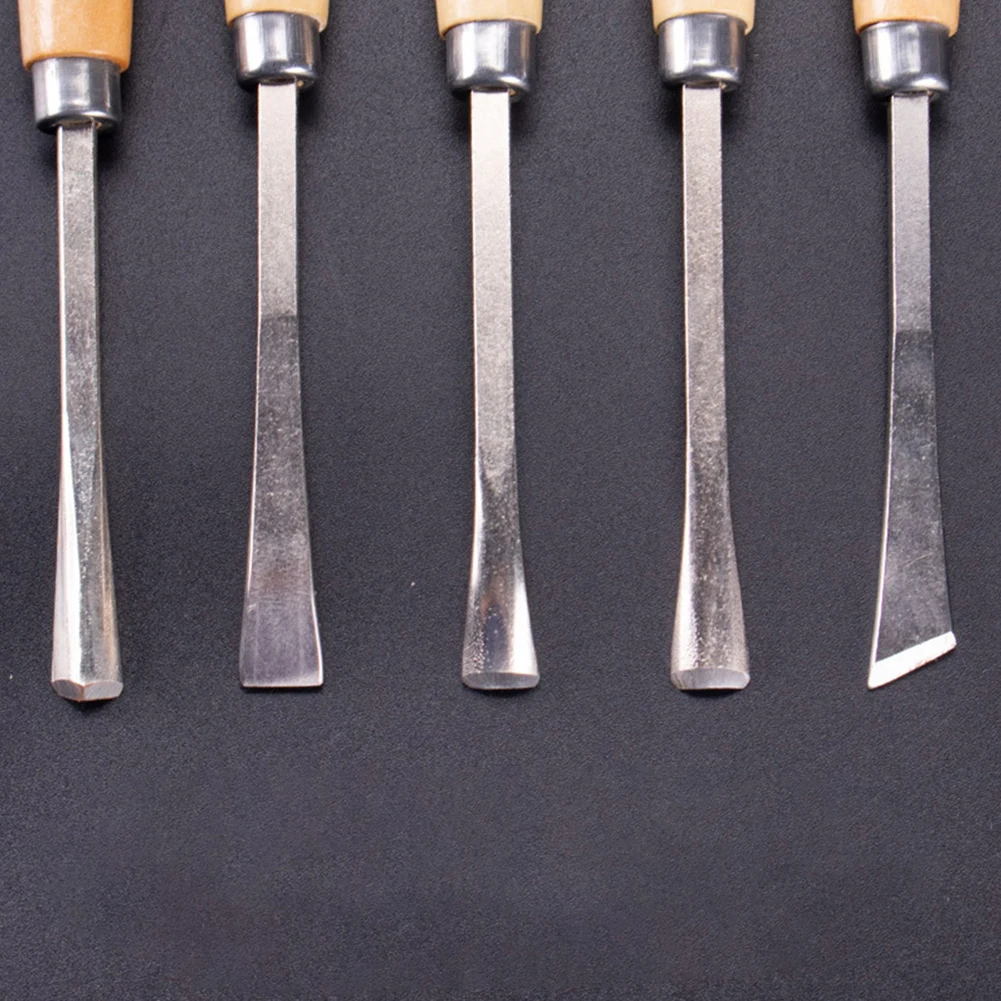 Wood Carving Chisels for Detailed Carving, 6 Piece Set with Straight, Semicircle, Flat, and Oblique Mouth Options