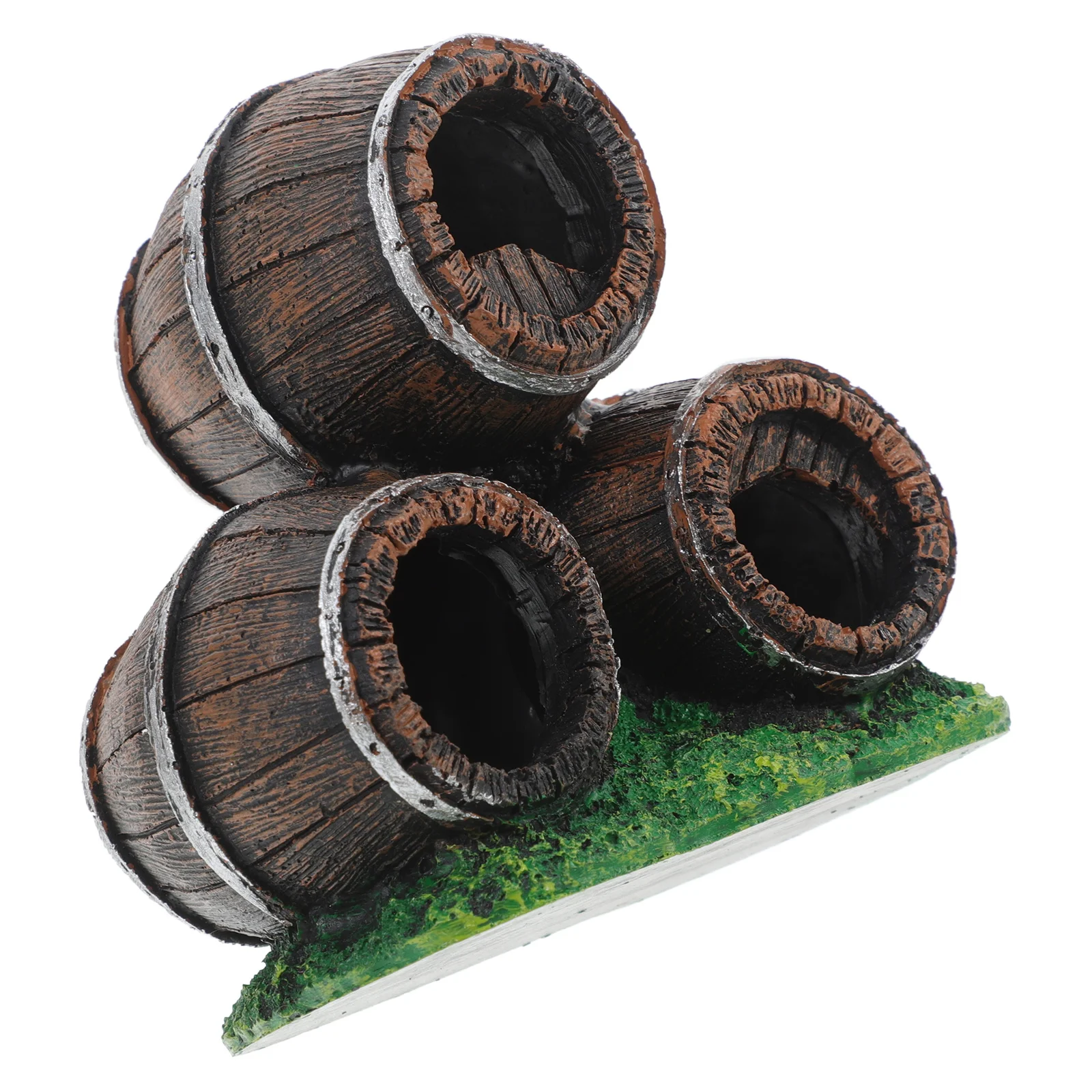 

1pc Broken Barrel Aquarium Decor Resin Fish Shrimp Hideout Cave For Tank Pond Landscaping Underwater Ornament