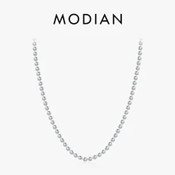 MODIAN Solid 925 Sterling Silver Dainty Small Beads Trendy Choker Necklace White Gold Plated Necklaces Jewelry Gifts For Women