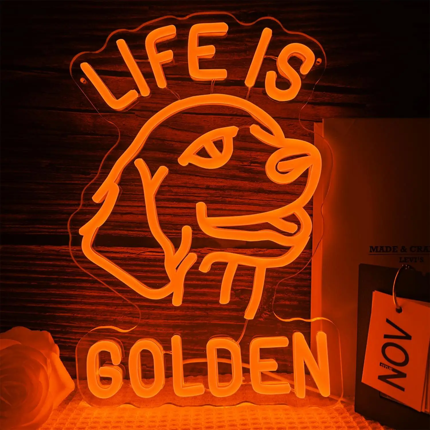 Golden Retriever Neon Sign USB Dimmable LED Lights For Bedroom Living Room Kids Room Home Party Wall Decoration Holiday Gifts