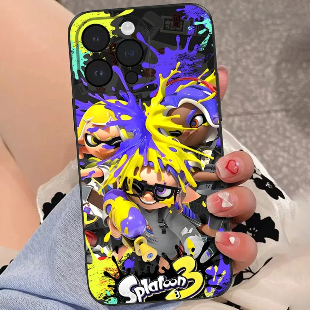 Game S-Splatoon Phone Case For iPhone 15,14,13,12,11 Plus,Pro,Max,XR,XS,X,7,8 Plus,SE,Mini Soft Black Cover