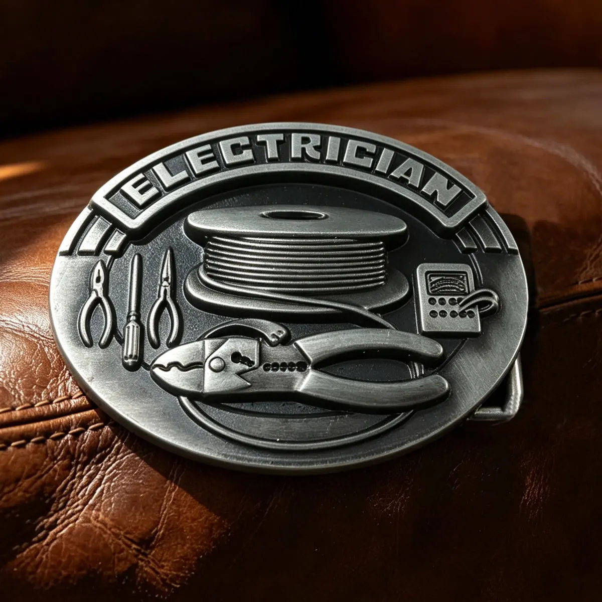 Retro Western Oval Electrician Belt Buckle Fashionable Leather Cowboy Accessory Classic Trend