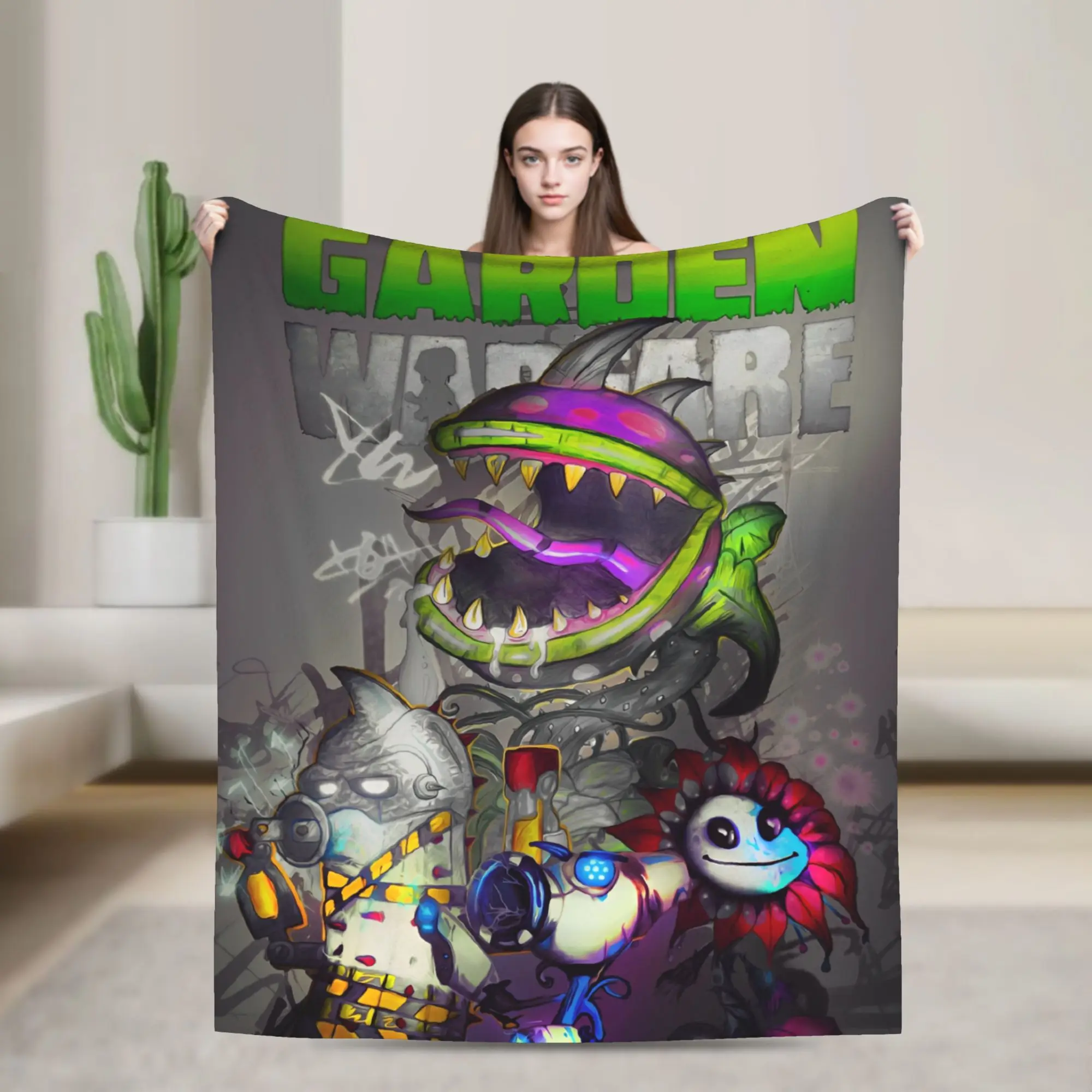 

Game P-Plants-vs-Zombie Blanket Quality Soft Warm Throw Blanket Autumn Decorative Bedroom Comfortable Bedspread