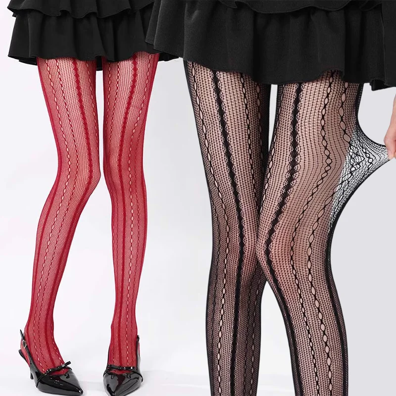 Vintage feminino sexy rendas meias arrastão japonês lolita jk oco para fora meias preto alta elástica y2k meia meias