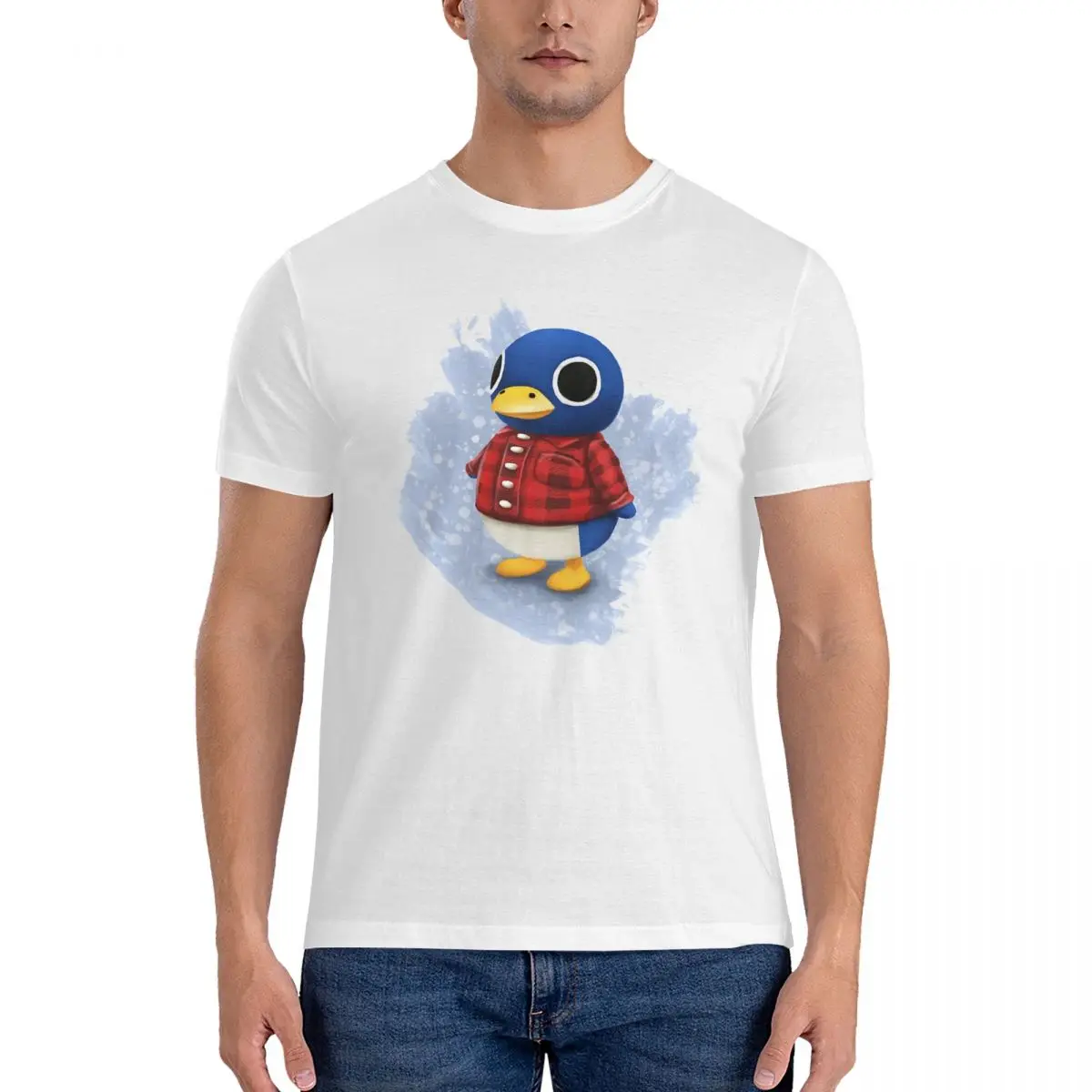 Vintage Roald The Penguin T-Shirt Men O Neck Cotton T Shirt Animal Game Crossing Timmy Short Sleeve Tee Shirt Classic Clothing