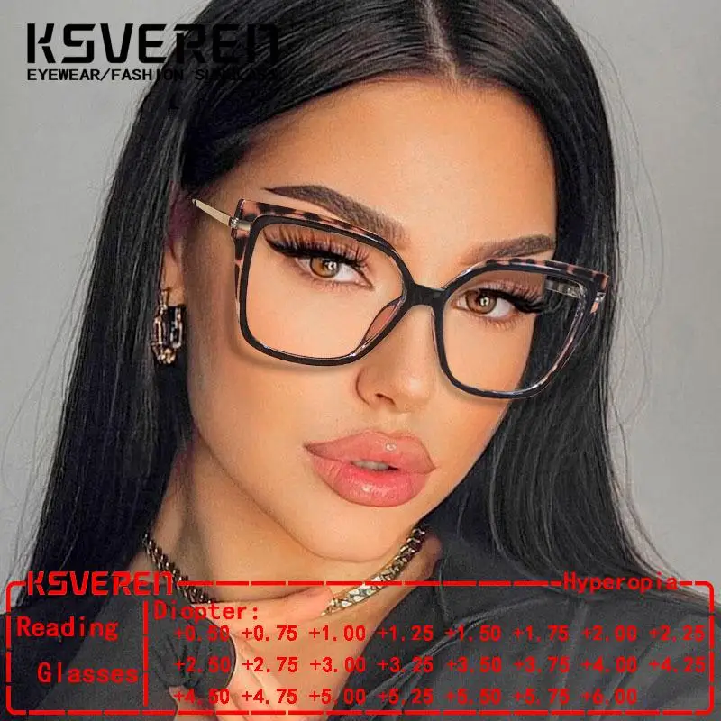 Anti Blue Light Reading Glasses Women Cat Eye Optical Prescription Glasses Fashion Presbyopic Readers For Read +1.00 To +6.00