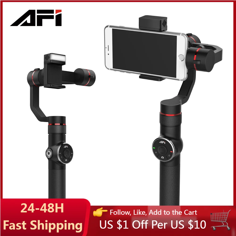 Портативный шарнирный стабилизатор для смартфона AFI, 3-осевая селфи-палка, Экшн-Камера Gopro, стабилизатор для отслеживания сотового телефона для Tiktok или Volg