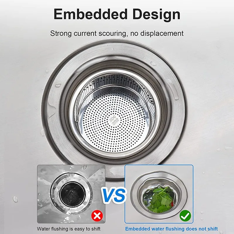 Stainless Steel Stopper Shower Drain Hole Filter With Handle Metal Sink Strainer Floor Drain For Kitchen height 2/4/4.7cm