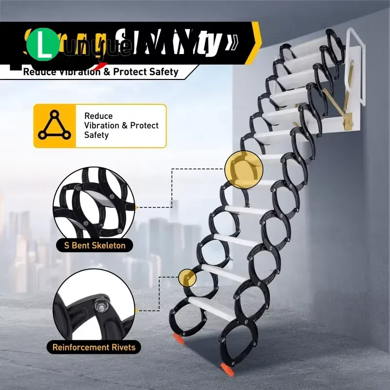 Thickened Electric Folding Attic Stairs Telescopic Invisible Household Elevator for Home Use Space Saving Durable