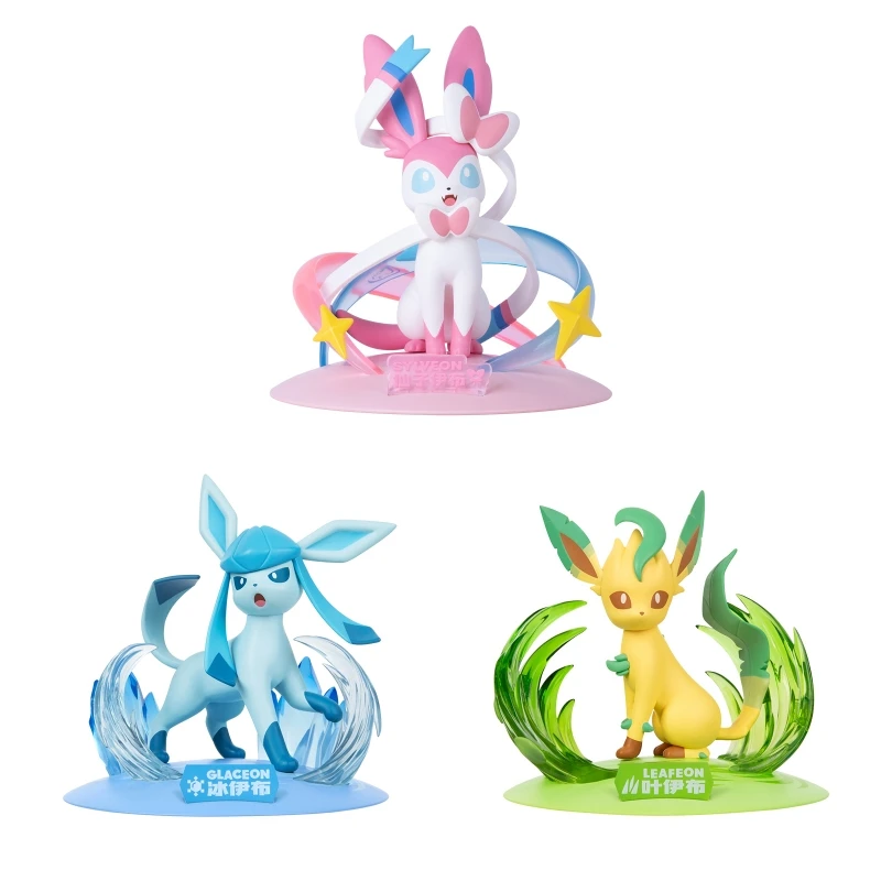 

Original Pokemon Figures Sylveon Glaceon Leafeon Hot selling Anime Model Pocket Monster Desktop Car Decorations Toy Kids Gift