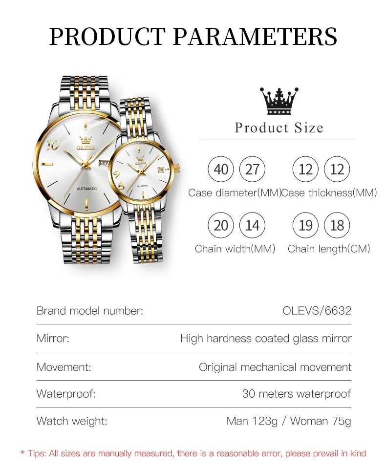 OLEVS 6632 reloj mecánico Original para hombre calendario de acero inoxidable impermeable luminoso Simple clásico reloj automático de lujo