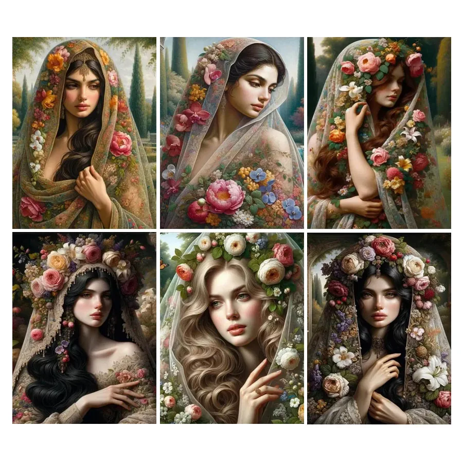 Diy Full Mosaic Art Indian Beauty Diamond Painting New Collection 2024 Elegant Woman Rhinestone Embroidery Picture Wall Decor