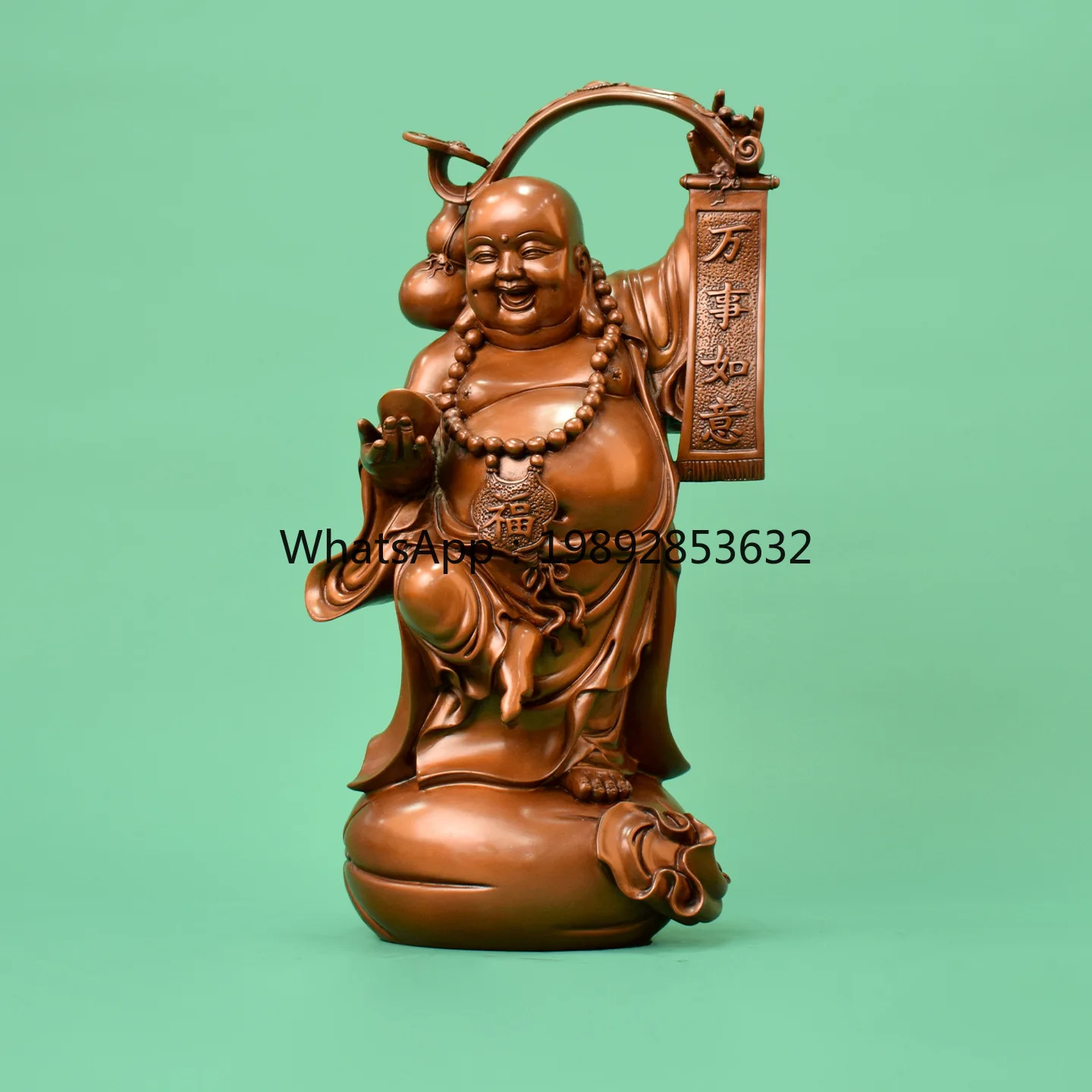 LYY Purple Copper All Goes Well Maitreya Figurine Copper Crafts Home Office Decoration Store Opening Gift Display