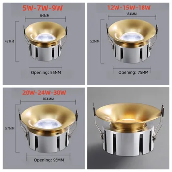 CANTH 無框 5.5/7.5/9.5 公分弧形射燈,金色穿孔 LED 嵌入式防眩光吸頂燈,銀色孔燈 10 最佳銷售 銀色吸頂燈 - №8