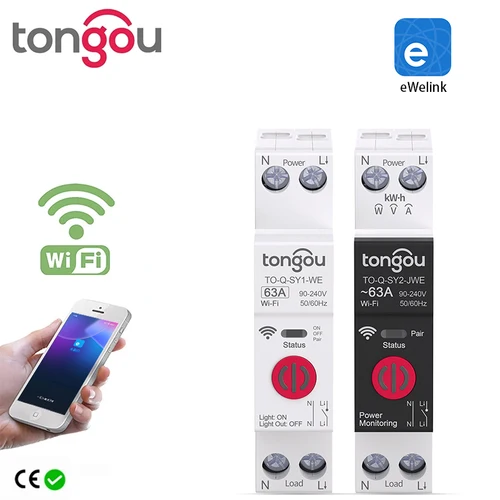 Ewelink TONGOU 1P + N 63A 110V 220V WIFI interruptor inteligente medidor de energía kWh medición disyuntor temporizador relé protección del hogar inteligente