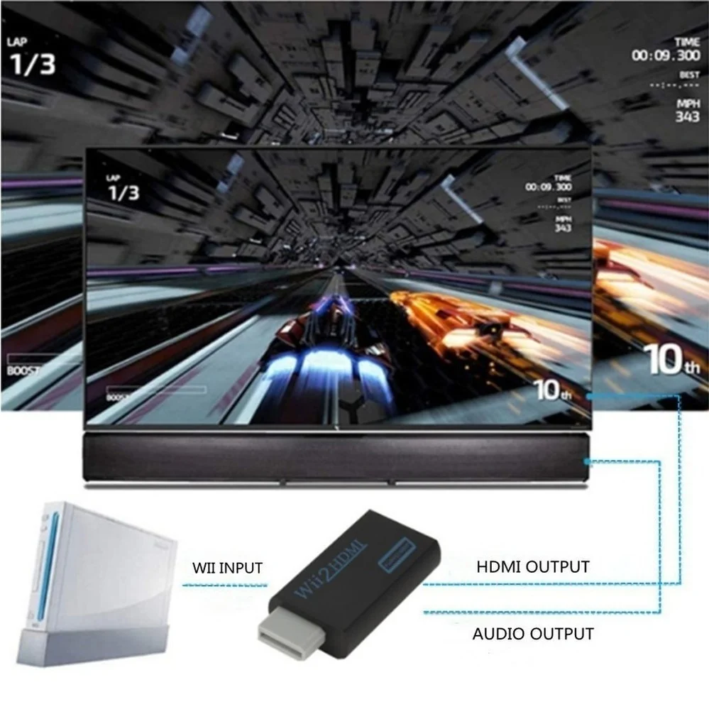 Pzzpss full hd 1080p wii zu hdmi-kompatibler konverter adapter mit 3,5mm audio und 1m hdmi kabel für pc hd tv monitor display