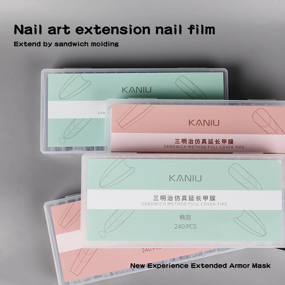 KANIU Nail Sandwich Dual Nail Forms 240PCS/Box Short Oval Trapezoid Long Teardrop Oval Nail Extensions Body Shaping Nail Tips