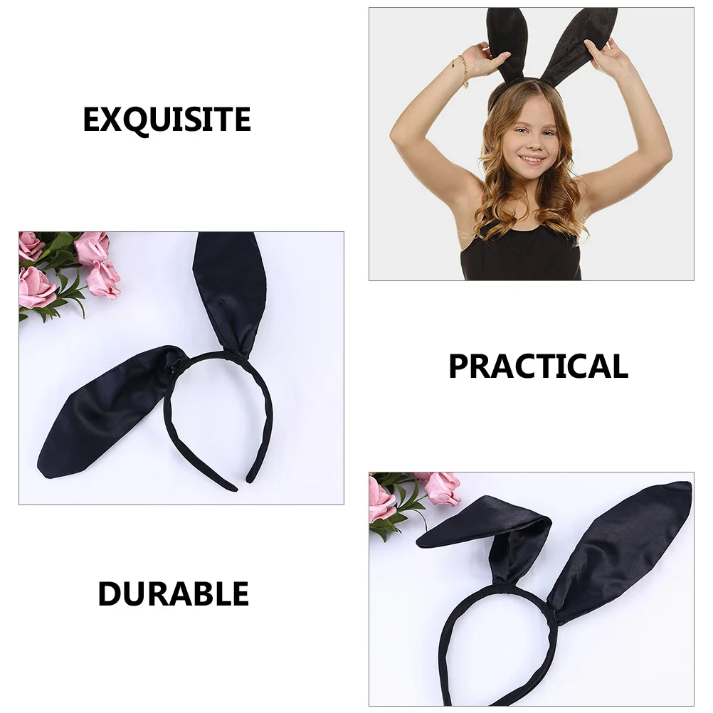 

2 Pcs Nightclub Bunny Ear Headband Bands Rabbit Headwear Satin Cloth Accessories for Women