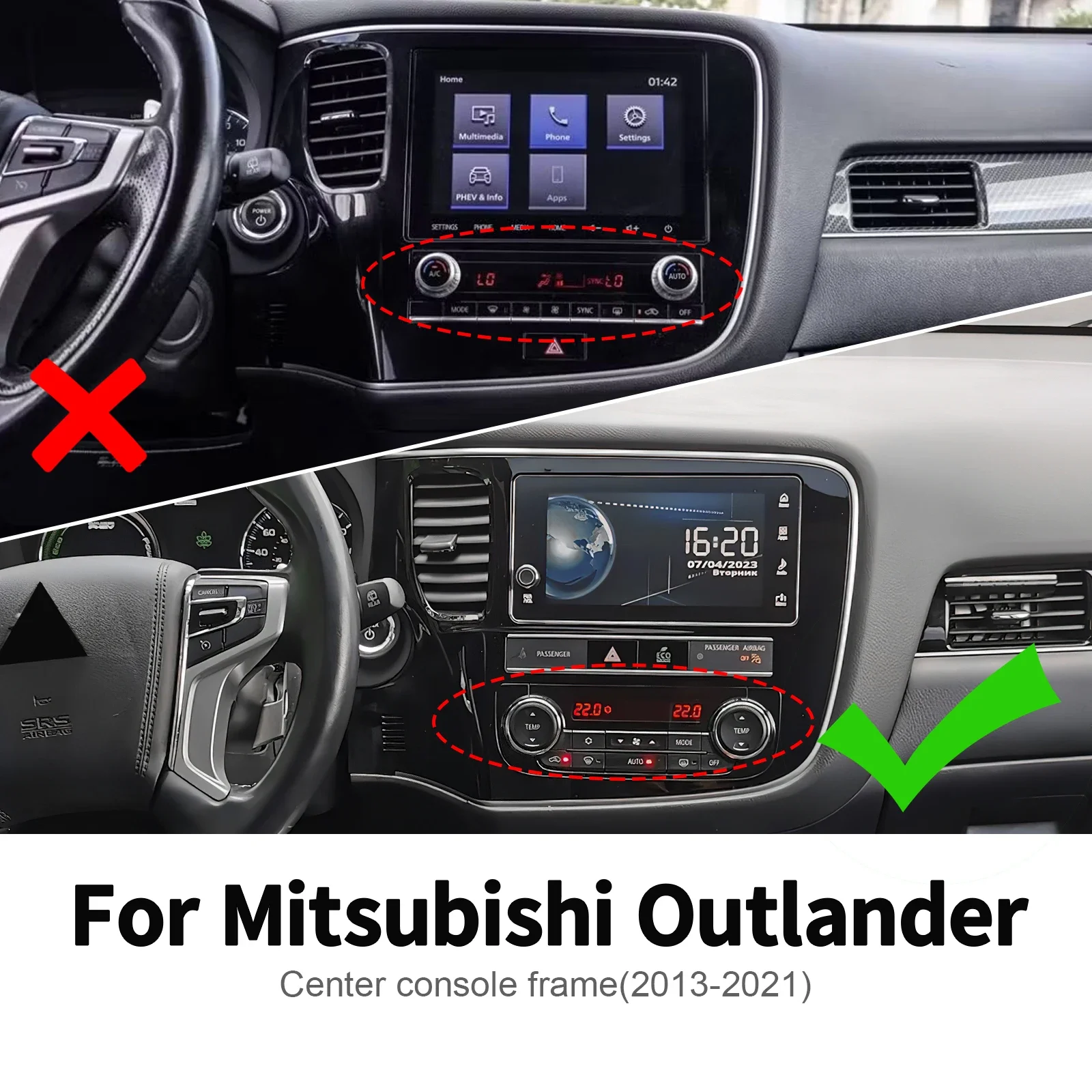 Real Soft Carbon Fiber For Mitsubishi Outlander 2017 2018 2019 2020 2021 LHD RHD Center Console Panel Interior Trim Sticker