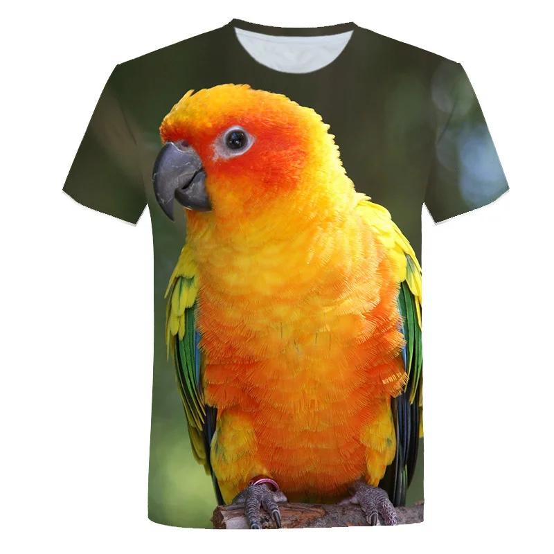 Parrot 3D Printed Men's T Shirts Funny Summer Birds O-Neck Short Sleeve Casual Comforts Tee Shirt Kid Tops Women Clothes