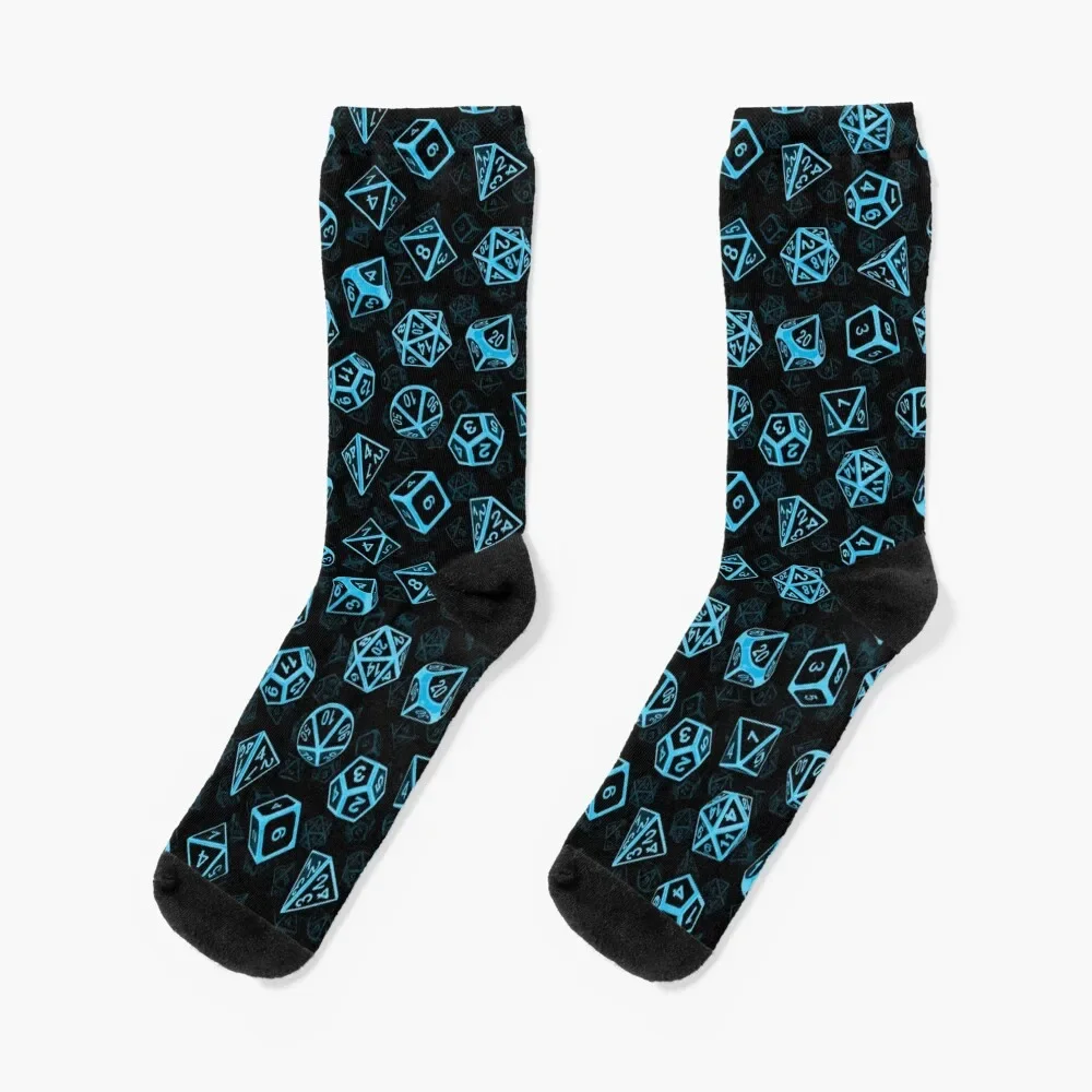 

D20 Dice Set Pattern (Blue) Socks christmas stocking Rugby Socks For Man Women's