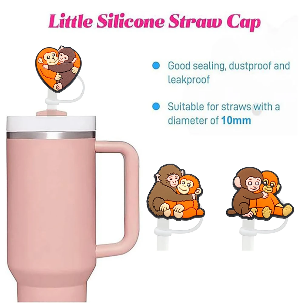 1-10pcs Punch Monkey Straw Cover Cap for Reusable Drinking Dust Cap Glas Cup Accessories,Straw Toppers 10mm Silicone Straw Cover
