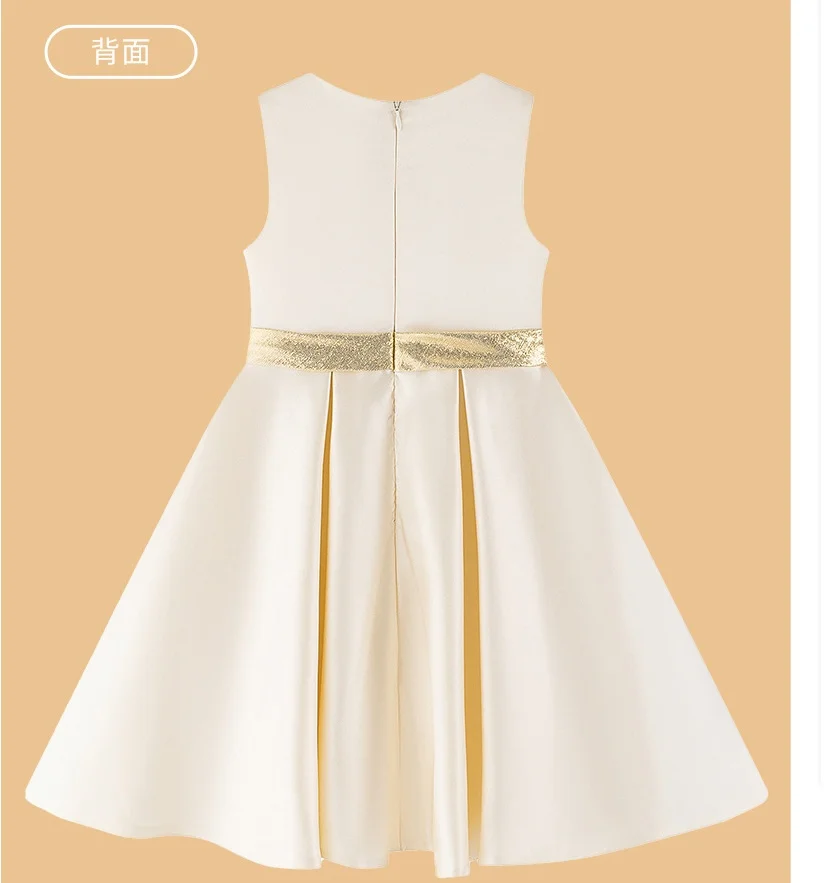 Girl Luxury Beige Dress Children Parties Stage Performances Party Wedding Celebration Costume Size 110-170
