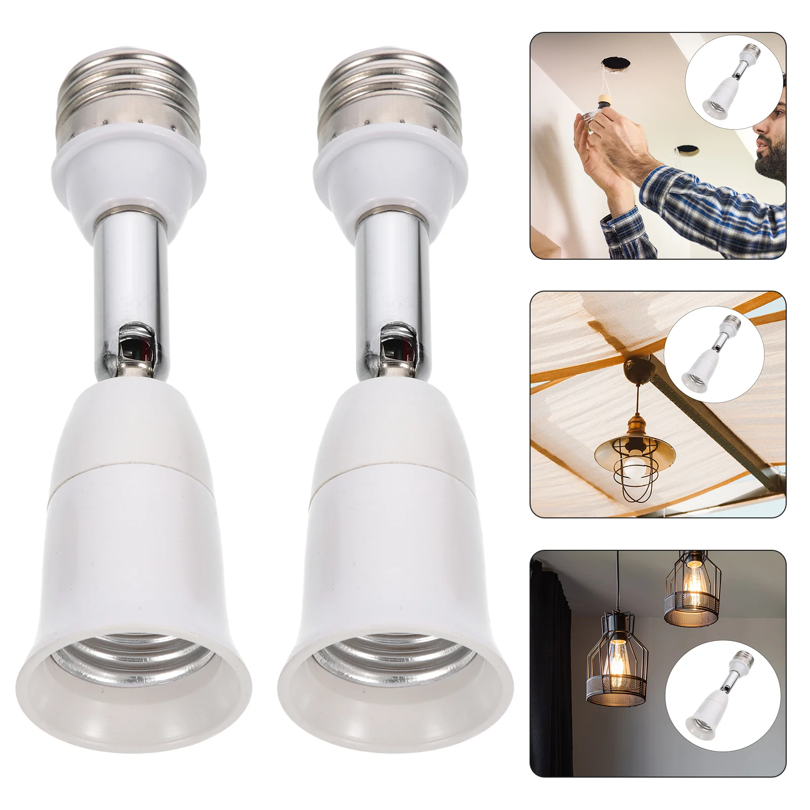 

2pcs Light Bulb Socket Extender Bendable Light Socket Adapter Light Bulb Adapter(E27-E27) light socket extender