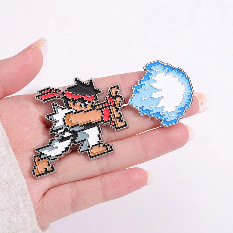 Street Fighter Game Pins Cartoon Fighter Peripheral Metal Badges Ron Ken Ho Ghost Wave Fist Accessories