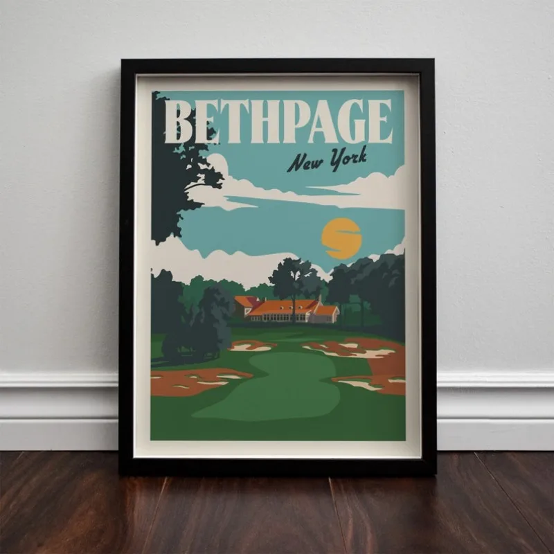 

2D/Flat Bethpage New York Golf Minimalist Retro Wall Art Poster, Modern Frameless Travel Canvas Painting for Living Room Decor