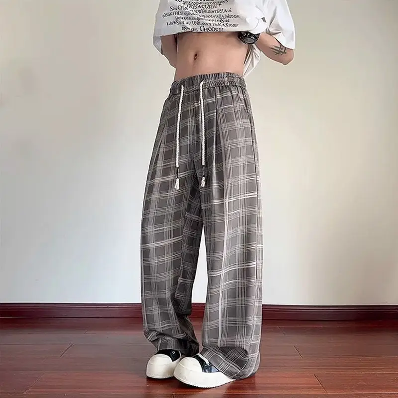 

Ice Silk Casual Pants Man Cool Cooling Sale Trend Cotton Spandex Polyester Korean Style Y2k Fashion 2025 Slacks Trousers for Men