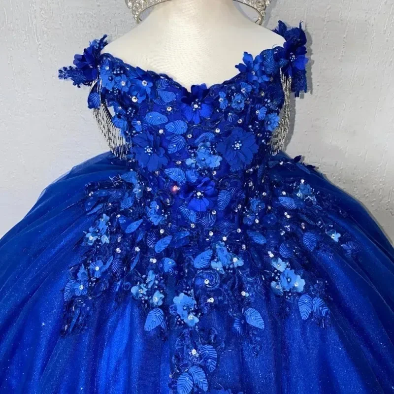 

Royal Blue Flower Girl Dresses for Weddings Lace Appliques Kids Little Bride Evening Party Priness First Communion Ball Gowns