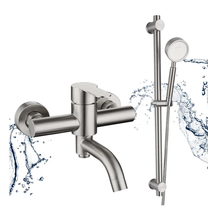 

Bathroom 304 Stainless Steel Shower Faucets Hot And Cold Faucet Into The Wall Bathroom Triple Faucet Water Mixing Valve Supplies