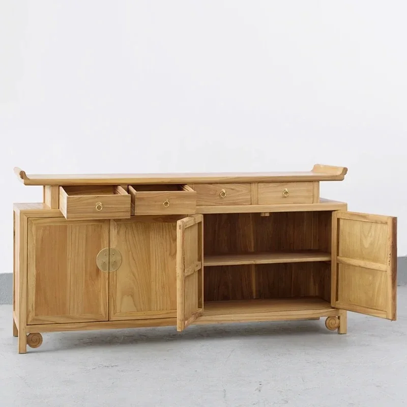 Old elm warped head porch cabinet New Chinese paint-free dining side cabinet Living room storage