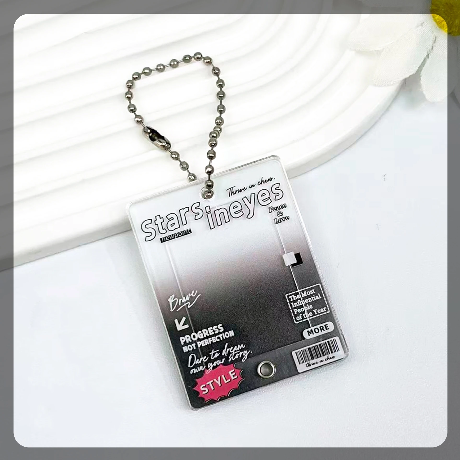 Creative 1-inch Photo Frame Keychain Acrylic 1 Inch ID Photo Small Card Photo Holder Slide-in Design Photo Storage Frame Keyring