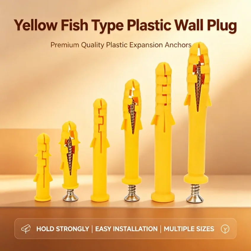 

100 Sets Drywall Anchors and Screws Kit, M6 M8 Zinc Plated Self-Drilling Screws with Plastic Wall Plugs for Hollow Wall