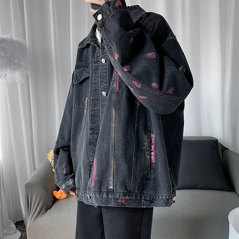 Imagem -02 - Jaqueta Rasgada Feminina Denim S3xl Tie Dye Estética Hip-hop Harajuku Japão Estilo Cabolsas Casais High Street Baggy bf Ins Streetwear