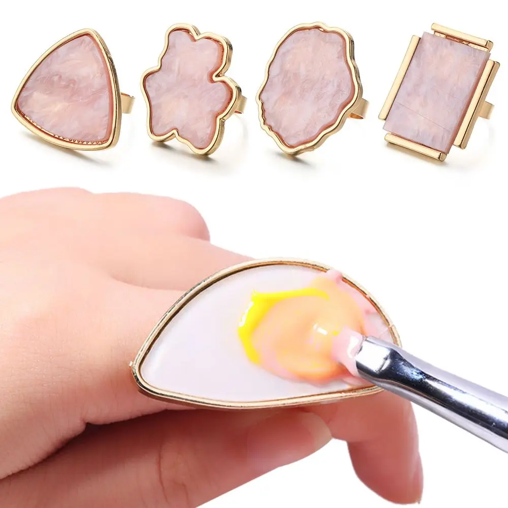 

False Nails Foundation Mixing Showing Shelf Display Rack Pigment Holder Finger Ring Plate Nail Art Palette Painting Palette