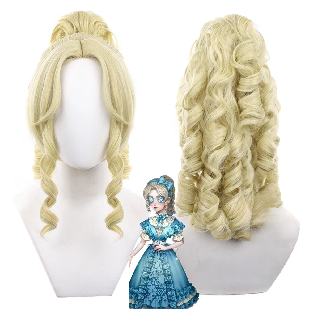 

Anime Identity V Cosplay Journalist Alice DeRoss Cosplay Wig 40cm Blonde Wig And Curly Ponytail Resistant Synthetic Hair